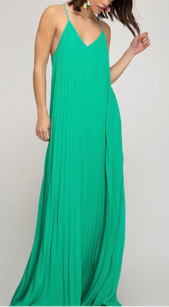 open lace back dress Zucchero Pleated Silk Maxi Dress main image 0