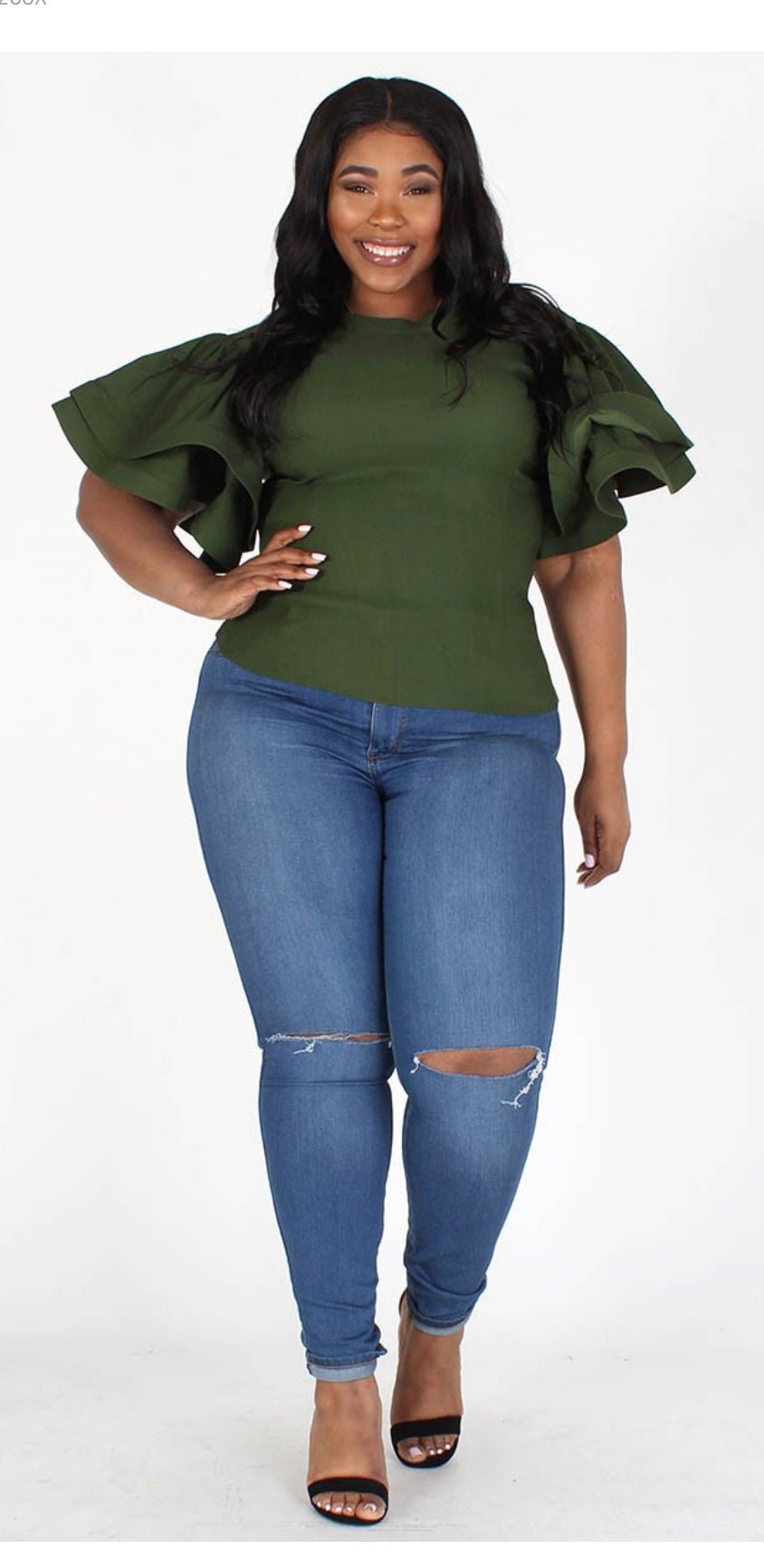 Tiffany Ruffled Sleeve Top (9 different Color options)