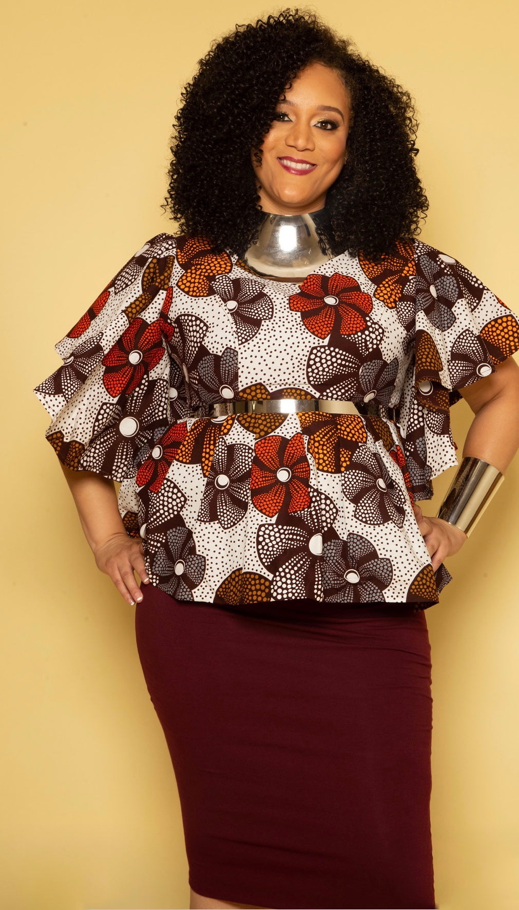 Whitney African Couture Shirt w/ matching Mask