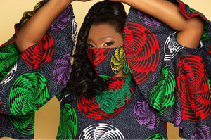 Sabrina African Couture Hi Low Shirt w/ matching Mask