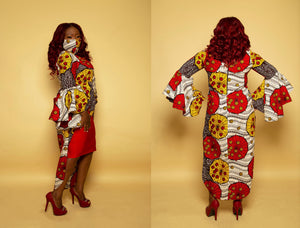 Natalie’s African Couture  Hi Low Shirt w/ matching Mask