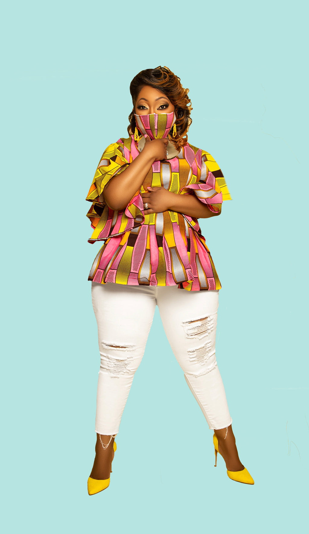 La’von African Couture  Shirt w/ matching Mask